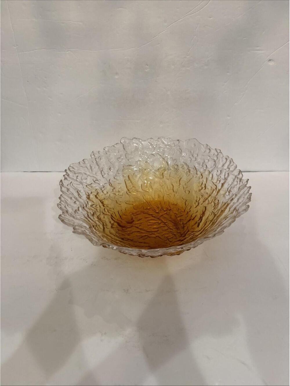 Vtg 1970’s Humppila Findland Kivi Set Amber Glass Bowl Pertti Santalahti Design